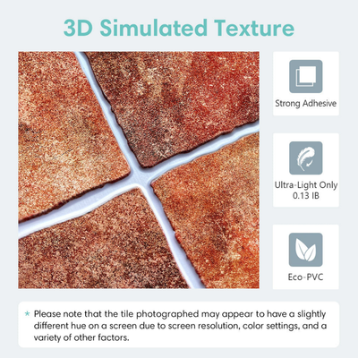 3D Red Ceramic Square Peel and Stick Wall Tile