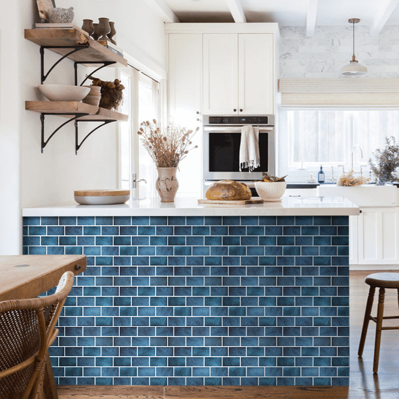 3D Peacock Blue Ceramic Brick Peel and Stick Wall Tile