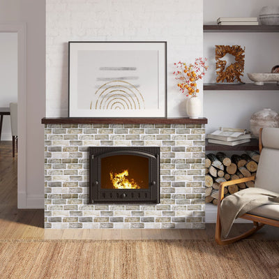 3D Brown-Gray Brick Peel and Stick Wall Tile