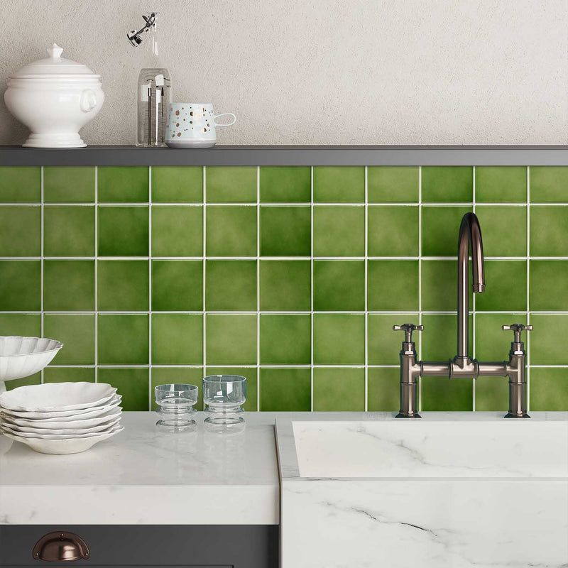 3D Green Ceramic Peel and Stick Wall Tile