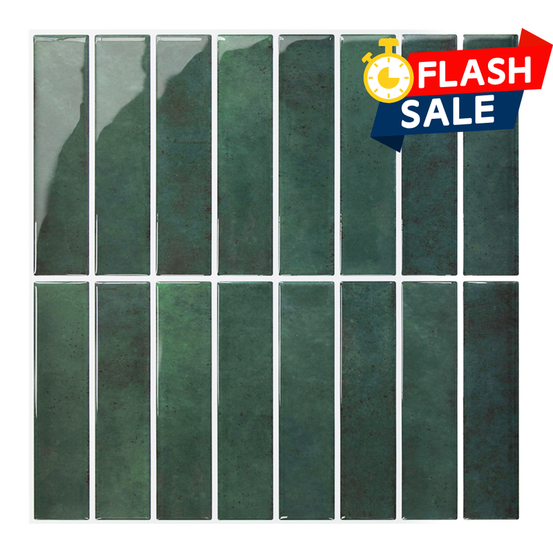 Forest Green Linear Peel and Stick Backsplash Tile