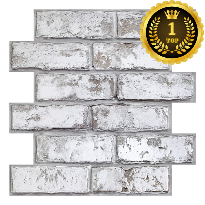 3D Rustic Whitewash Brick Peel and Stick Wall Tile