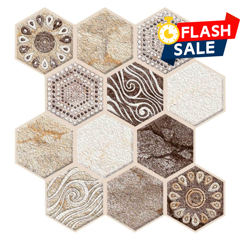 Azulejo de pared 3D de tono marrón hexagonal Boho Peel and Stick