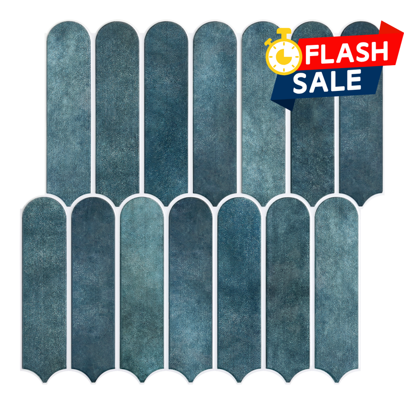 3D Blue Fish Scale Peel and Stick Wall Tile