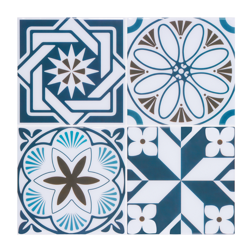 Moroccan Blue Square Peel and Stick Backsplash Tile