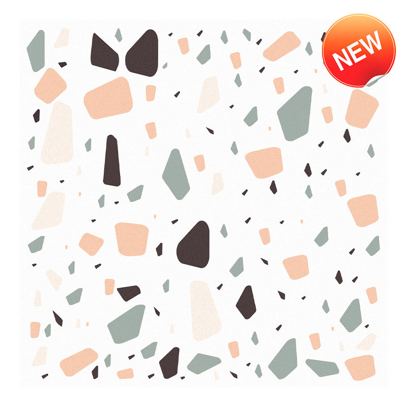 Colored Stone Terrazzo Peel and Stick Vinyl Floor Tile Sticker