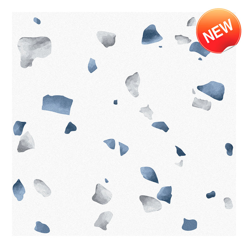 Blue and Grey Terrazzo Peel and Stick Vinyl Floor Tile Sticker