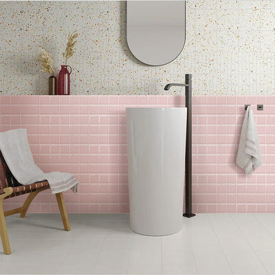 Pink Square Peel and Stick Backsplash Tile