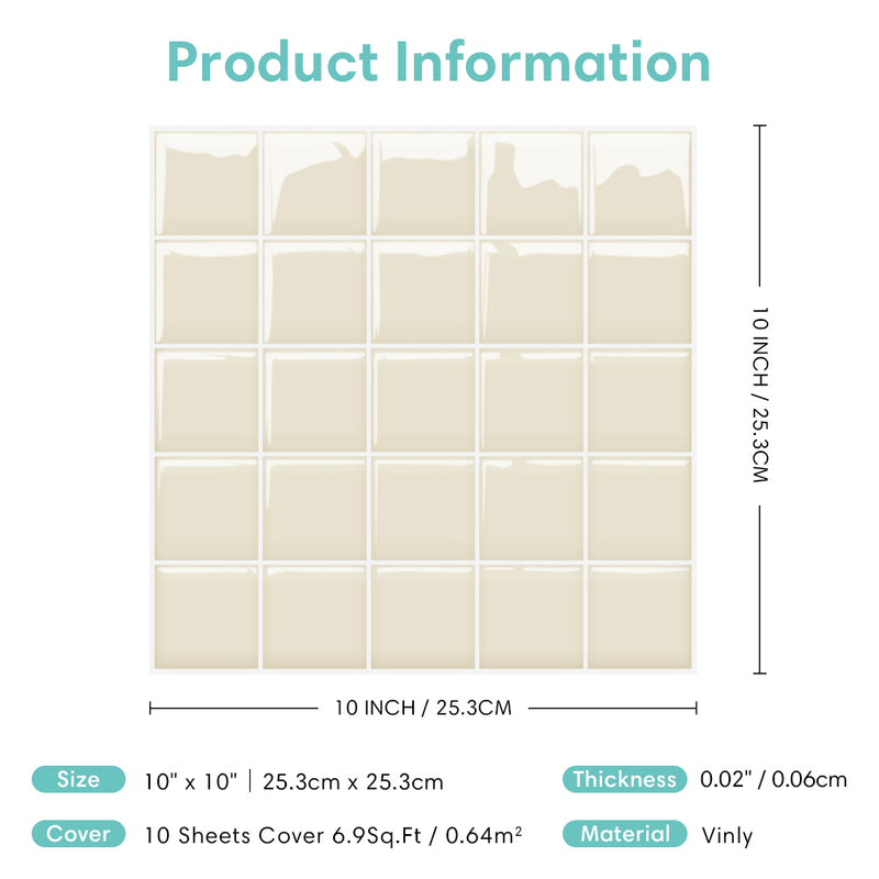 Beige Square Peel and Stick Tile Backsplash