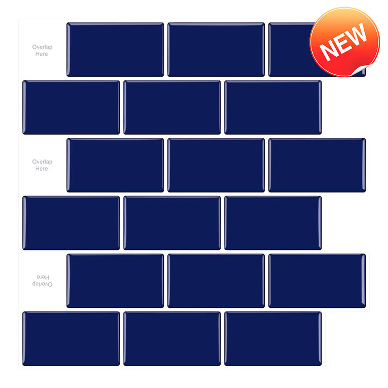 Navy Blue Subway Peel and Stick Backsplash Tile