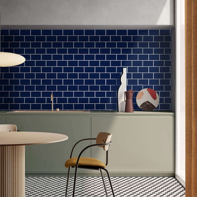 Navy Blue Subway Peel and Stick Backsplash Tile