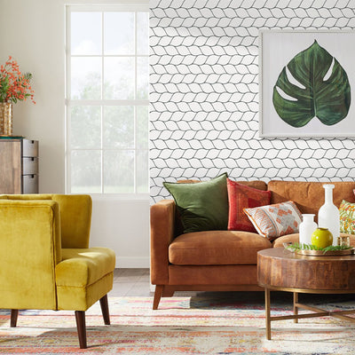 White Leaf Pattern Peel and Stick Backsplash Tile