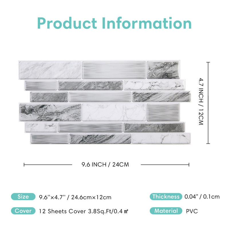 White Grey Marble Peel and Stick Tile Stickers