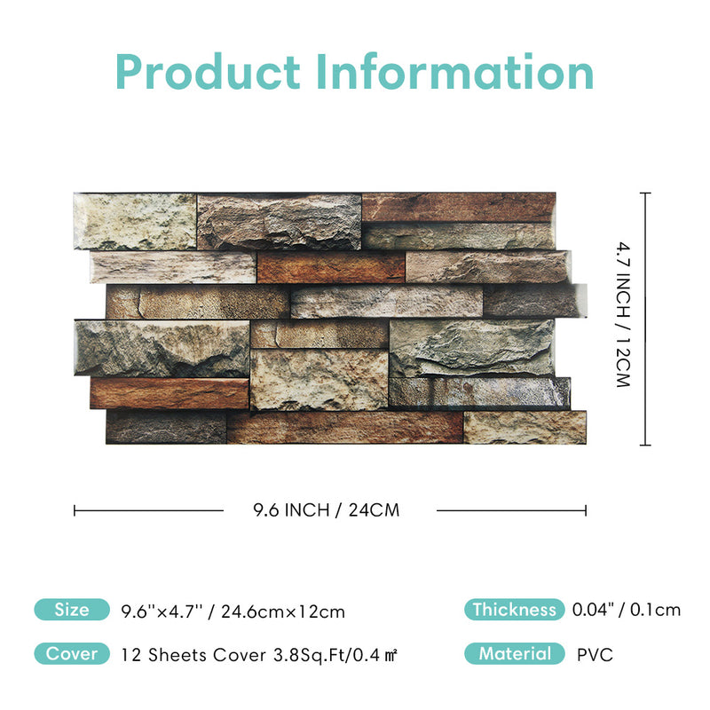 Retro Brick Stone Peel and Stick Tile Stickers