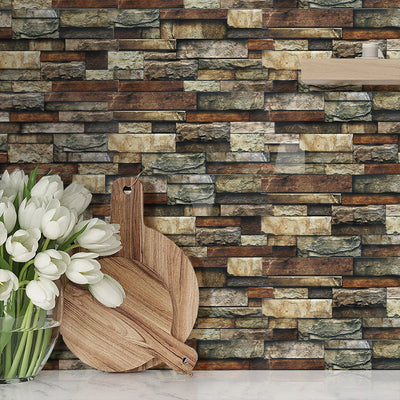 Retro Brick Stone Peel and Stick Tile Stickers