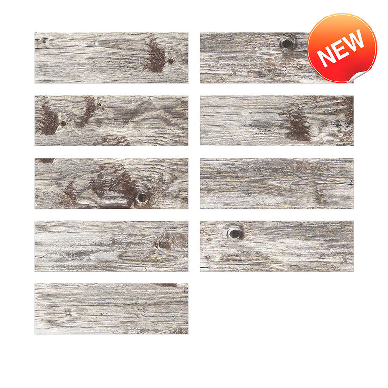 Rustic Wood Grain Subway Set Peel and Stick Tile Stickers