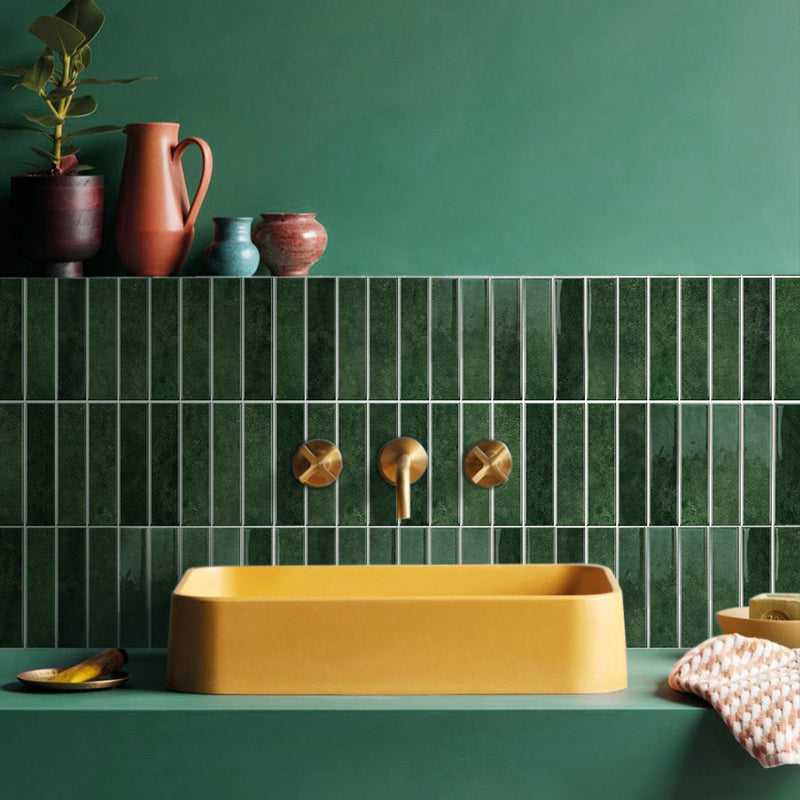 Dark Green Linear Peel and Stick Backsplash Tile