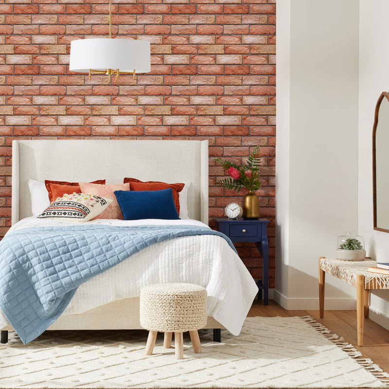 3D Red Brick Texture Peel and Stick Wall Tile - Linentree