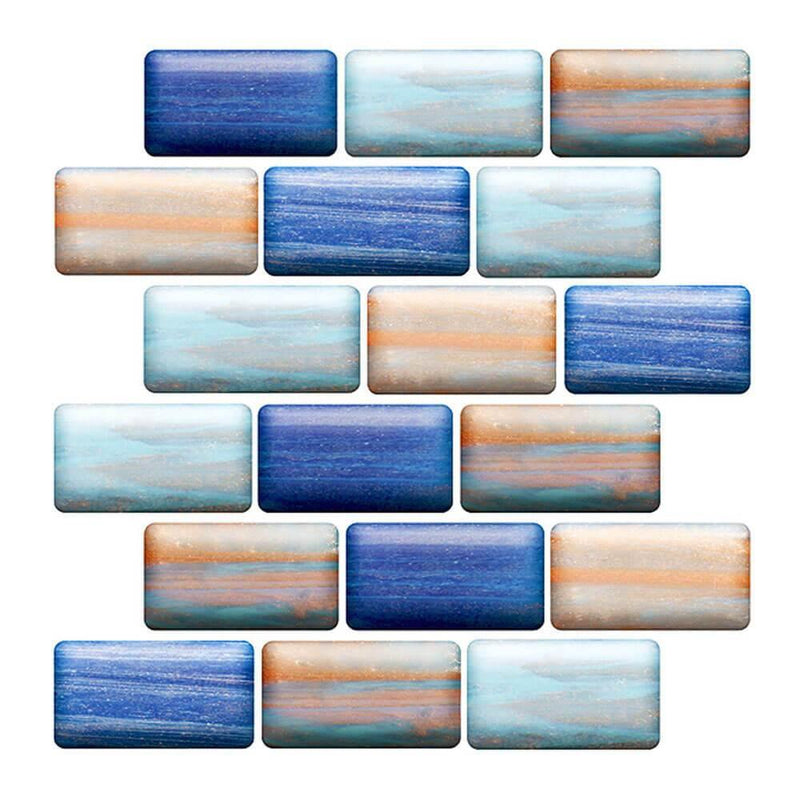 3D Blue and Yellow Mosaic Peel and Stick Wall Tile - Linentree