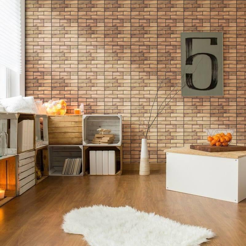 3D Woodgrain Peel and Stick Wall Tile - Linentree