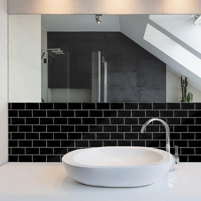 Black Thicker Classic Subway Peel and Stick Backsplash Tile - Linentree