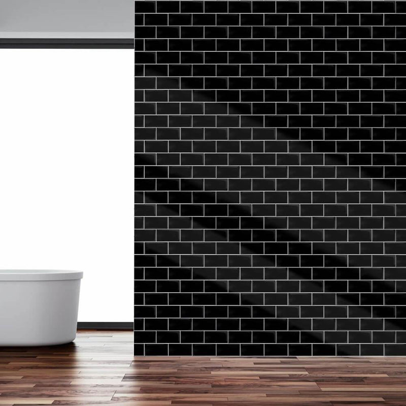 Black Thicker Classic Subway Peel and Stick Backsplash Tile - Linentree