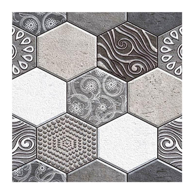 3D Gray Tone Hexagon Bohemian Peel and Stick Wall Tile - Linentree