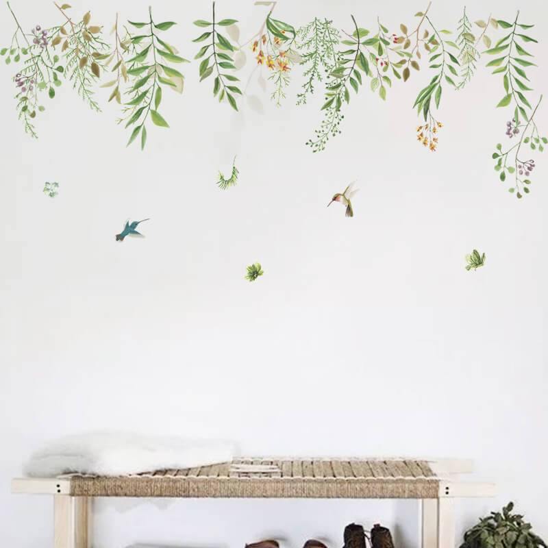 Birds and Flowers Peel and Stick Wall Decals - Linentree