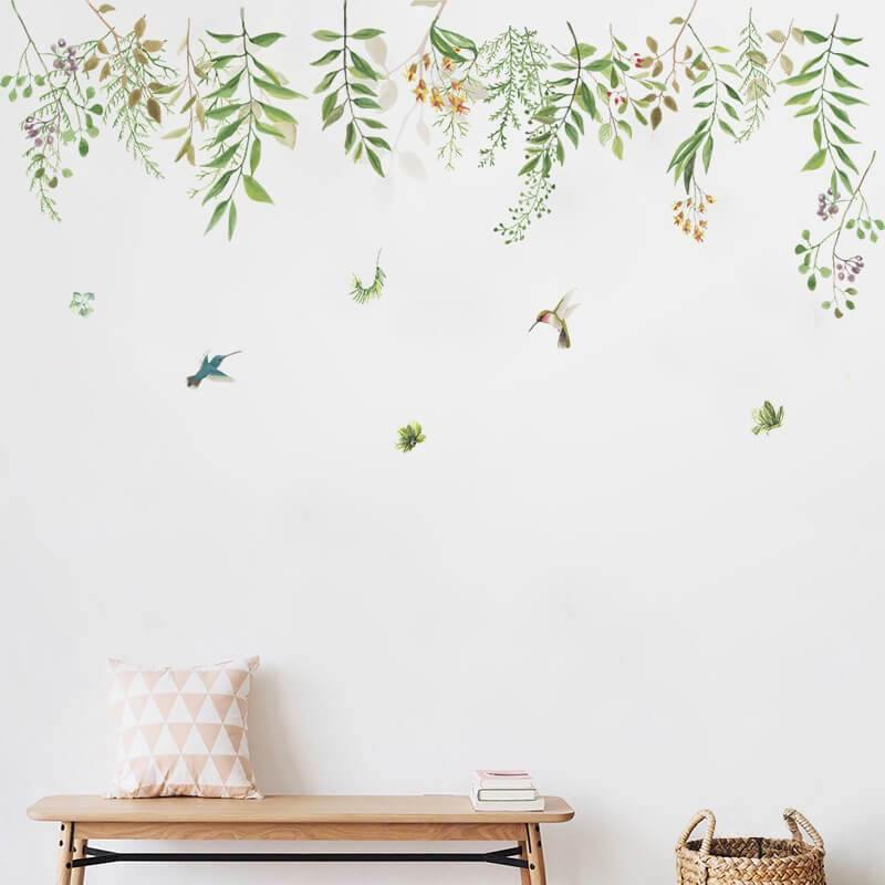 Birds and Flowers Peel and Stick Wall Decals - Linentree