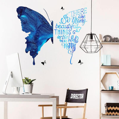 Blue Butterfly Peel and Stick Wall Decals - Linentree