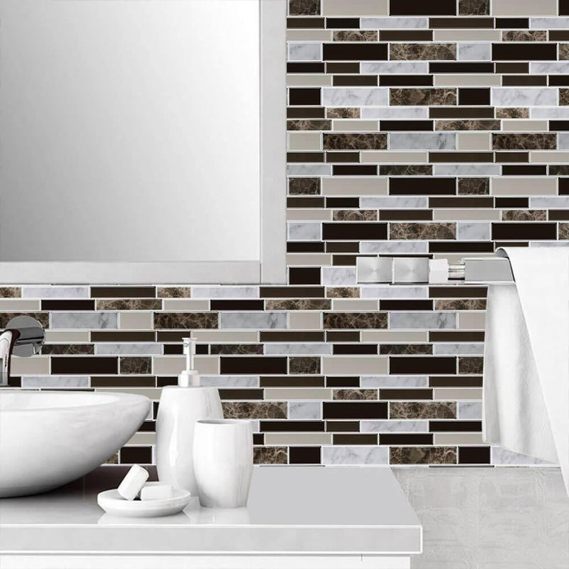 Brown Mosaic Peel and Stick Backsplash Tile-Linentree Decor