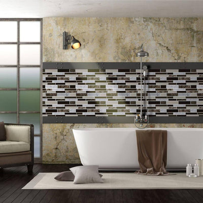 Brown Mosaic Peel and Stick Backsplash Tile-Linentree Decor