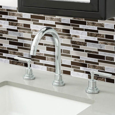 Brown Mosaic Peel and Stick Backsplash Tile-Linentree Decor