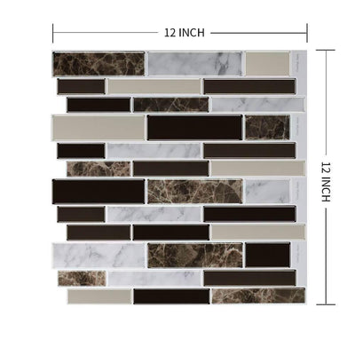 Brown Mosaic Peel and Stick Backsplash Tile-Linentree Decor