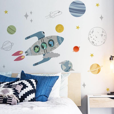 Dinosaur Spaceship Peel and Stick Decals - Linentree