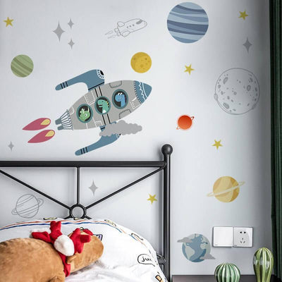 Dinosaur Spaceship Peel and Stick Decals - Linentree