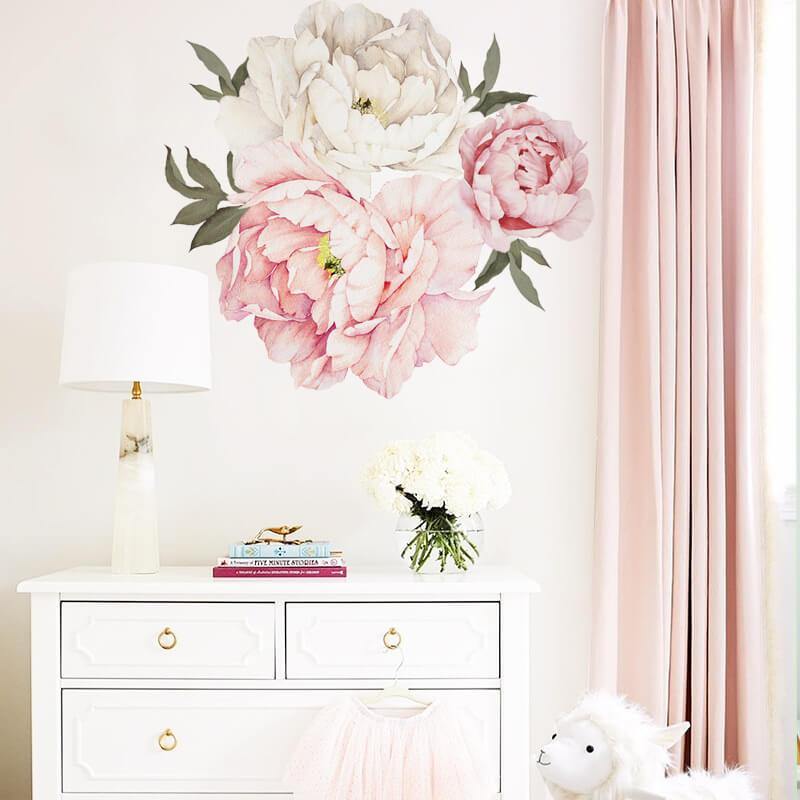 Pink Peony Peel and Stick Decals - Linentree