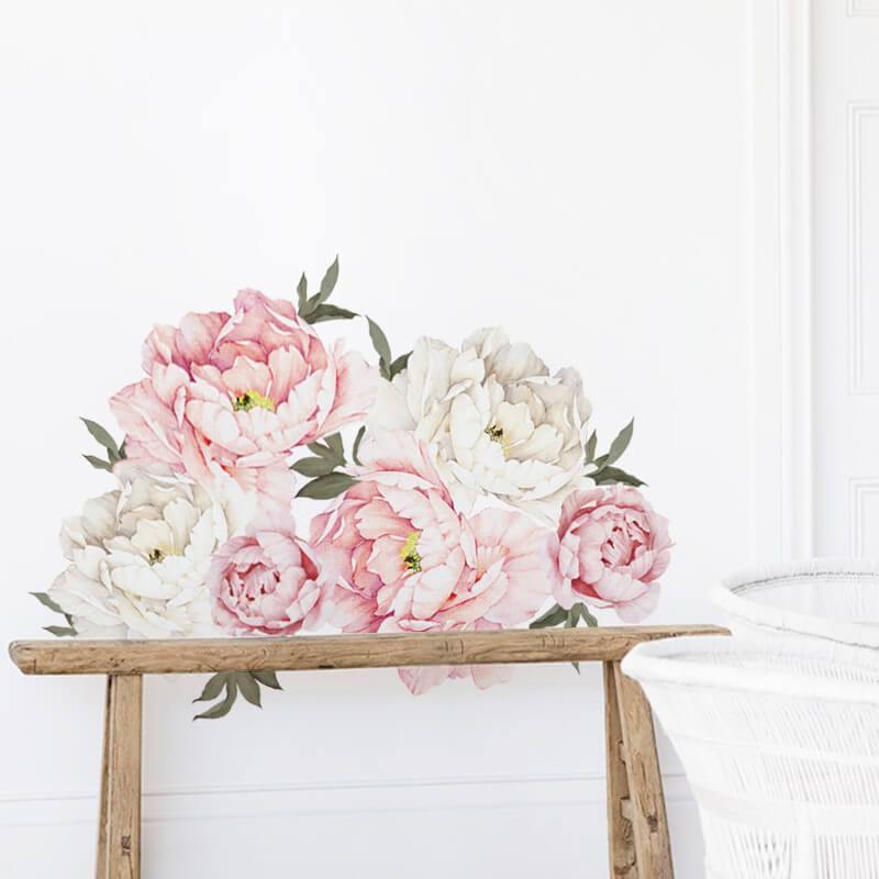 Pink Peony Peel and Stick Decals - Linentree