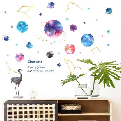 Planets in Universe Peel and Stick Decals - Linentree