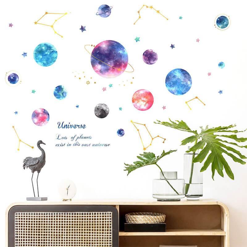 Planets in Universe Peel and Stick Decals - Linentree