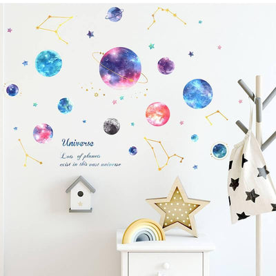 Planets in Universe Peel and Stick Decals - Linentree