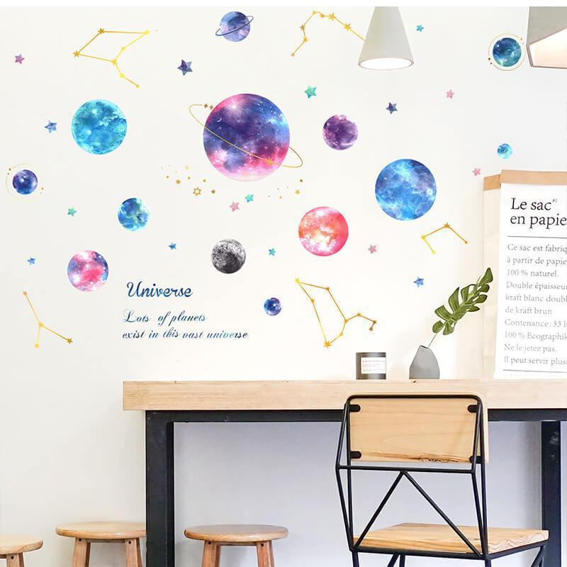 Planets in Universe Peel and Stick Decals - Linentree