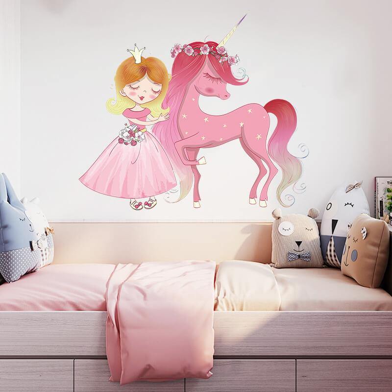 Princess and Unicone Peel and Stick Decals - Linentree