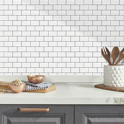 White Subway Tile Backsplash Peel and Stick