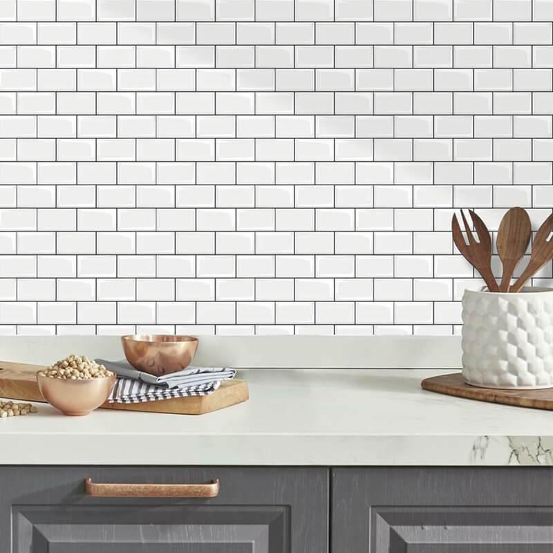 White Subway Tile Backsplash Peel and Stick