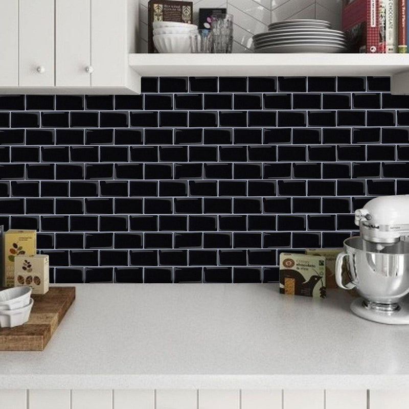 Classic Subway Black Peel and Stick Backsplash Tile - Linentree